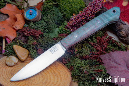 Bark River Knives: Little Creek II - CPM MagnaCut - Teal & Red Tigertail Maple Burl #2