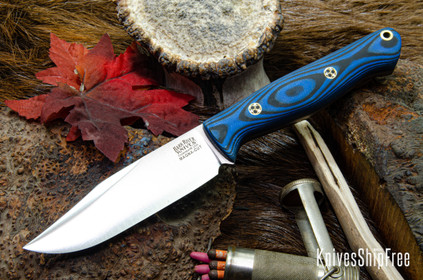 Bark River Knives: Gunny Sidekick - CPM MagnaCut - Blue & Black Suretouch - Matte - Purple Liner - Mosaic Pins