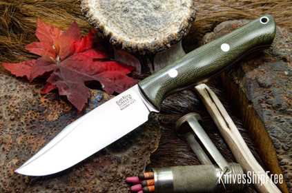 Bark River Knives: Gunny Sidekick - CPM MagnaCut - Green Canvas Micarta - Red & White Liners