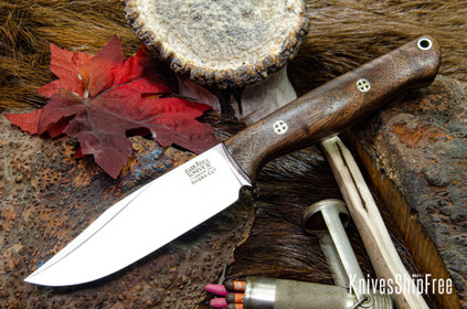 Bark River Knives: Gunny Sidekick - CPM MagnaCut - Walnut Burl - Cherry Red Liners - Mosaic Pins