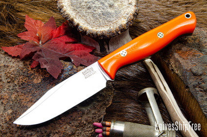 Bark River Knives: Gunny Sidekick - CPM MagnaCut - Blaze Orange G-10 - Toxic Green Liners - Mosaic Pins