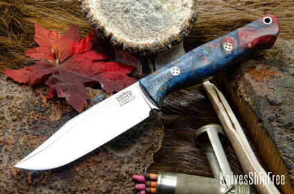 Bark River Knives: Gunny Sidekick - CPM MagnaCut - Blue & Red Maple Burl - Mosaic Pins