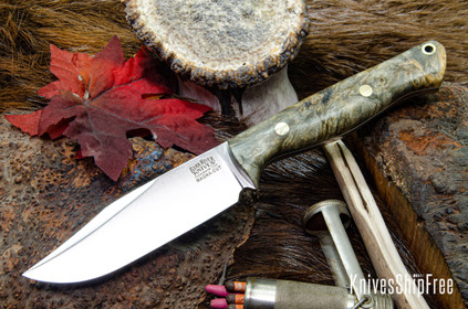 Bark River Knives: Gunny Sidekick - CPM MagnaCut - California Buckeye Burl - White Liners - Brass Pins