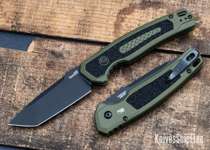Kershaw Knives: Launch 16 Auto - Olive Cerakote Aluminum - Trac-Tec Handle Insert - CPM-M4 - Black Cerakote - 7150OLBLK