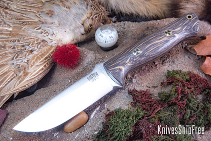 Bark River Knives: Bravo 1 LT - CPM 3V - Bog Oak - Black Liners - Mosaic Pins