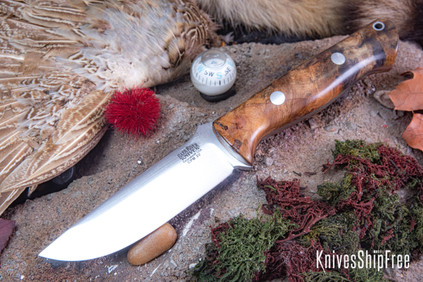 Bark River Knives: Bravo 1 LT - CPM 3V - Brown Camo Maple Burl