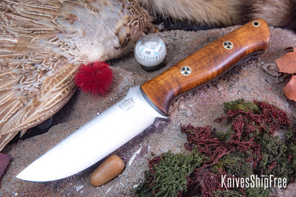 Bark River Knives: Bravo 1 LT - CPM 3V - Dark Curly Maple - Black Liners - Mosaic Pins #2