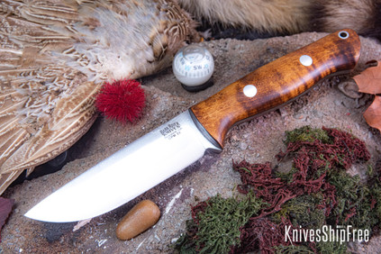 Bark River Knives: Bravo 1 LT - CPM 3V - Dark Curly Maple - Black Liners - Rampless #2