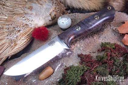 Bark River Knives: Bravo 1 LT - CPM 3V - Gray & Onyx Maple Burl - Mosaic Pins - Rampless