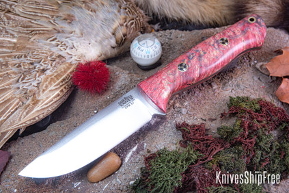 Bark River Knives: Bravo 1 LT - CPM 3V - Salmon Maple Burl - Mosaic Pins - Rampless