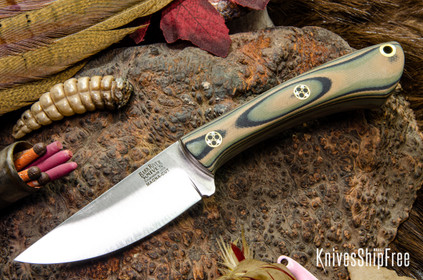 Bark River Knives: Iron River MagnaCut - Camo Suretouch - Matte - Glow Liner - Mosaic Pins