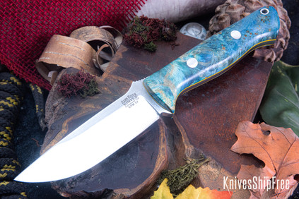 Bark River Knives: Bravo 1 - CPM 3V - Sky Blue Maple Burl - Black