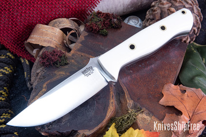 Bark River Knives: Bravo 1 - CPM 3V - White G-10 - Glow Liner - Hollow Brass Pins