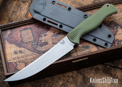 Benchmade Knives: 15500-04 Meatcrafter - Dark Olive Santoprene - CPM-154