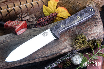 Bark River Knives: Kephart 4 - CPM 3V - Black & Purple Maple Burl - Mosaic Pins