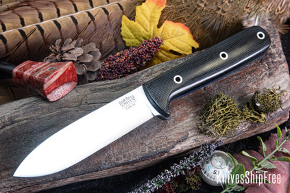 Bark River Knives: Kephart 4 - CPM 3V - Black Canvas Micarta - Blue Liners - Hollow Pins