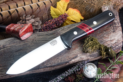 Bark River Knives: Kephart 4 - CPM 3V - Black Canvas Micarta - Double Bloody Basin Spacers - Red Liners