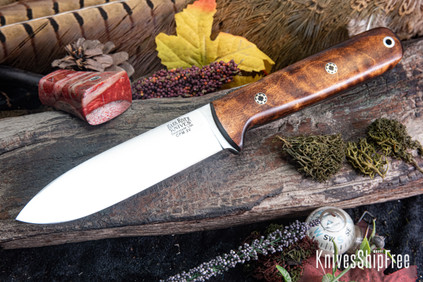 Bark River Knives: Kephart 4 - CPM 3V - Dark Curly Maple - Black Liners - Mosaic Pins #2