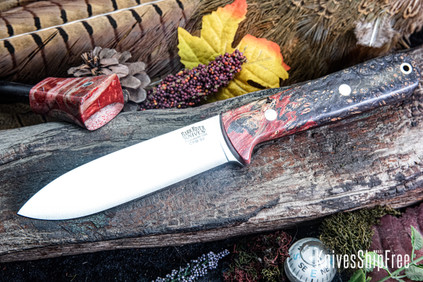 Bark River Knives: Kephart 4 - CPM 3V - Hellfire Maple Burl - Cherry Red Liners