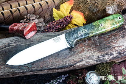 Bark River Knives: Kephart 4 - CPM 3V - Sea Blue & Salmon Maple