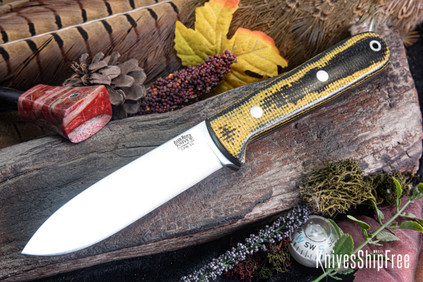Bark River Knives: Kephart 4 - CPM 3V - Yellowjacket Burlap Micarta - Black Liners