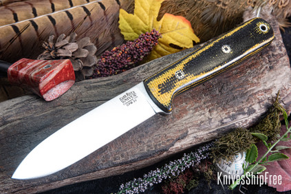 Bark River Knives: Kephart 4 - CPM 3V - Yellowjacket Burlap Micarta - Black Liners - Mosaic Pins