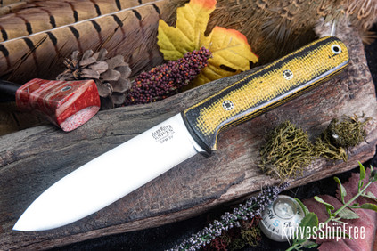 Bark River Knives: Kephart 4 - CPM 3V - Yellowjacket Burlap Micarta - Mosaic Pins