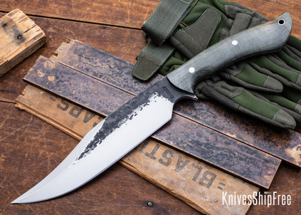 Lon Humphrey Knives: Gunfighter Bowie - Forged 52100 - Storm Maple - Black Liners - LH04MI039