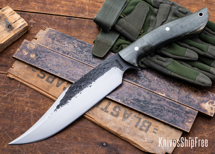 Lon Humphrey Knives: Gunfighter Bowie - Forged 52100 - Storm Maple - Black Liners - LH04MI041