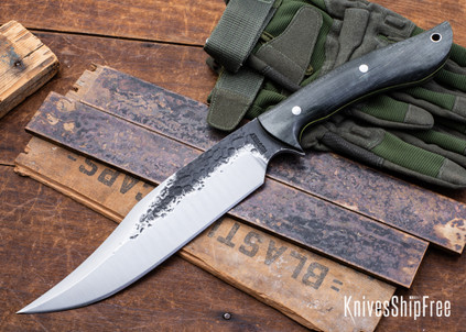 Lon Humphrey Knives: Gunfighter Bowie - Forged 52100 - Storm Maple - Yellow Liners - LH04MI070