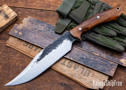 Lon Humphrey Knives: Gunfighter Bowie - Forged 52100 - Desert Ironwood - Red Liners - LH04MI207