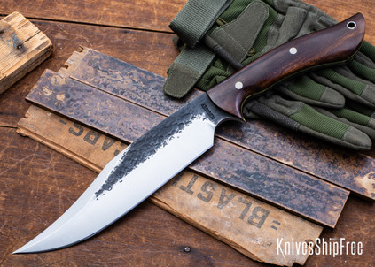 Lon Humphrey Knives: Gunfighter Bowie - Forged 52100 - Desert Ironwood - Yellow Liners - LH04MI209