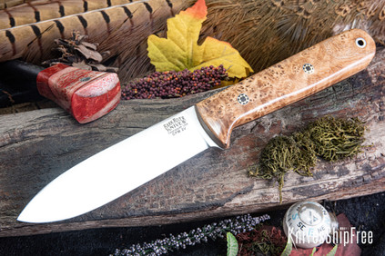 Bark River Knives: Kephart 4 - CPM 3V - Black Ash Burl - Mosaic Pins