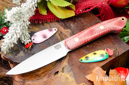 Bark River Knives: Bird & Trout - CPM 154 - Firedog Canvas Micarta - Gray Liner - Brass Pins - Matte