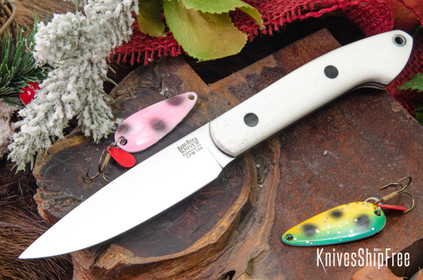 Bark River Knives: Bird & Trout - CPM 154 - White G-10 - Back Liner & Pins