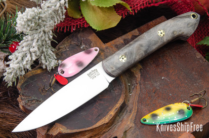 Bark River Knives: Bird & Trout - CPM 154 - California Buckeye Burl - Black Liners - Mosaic Pins
