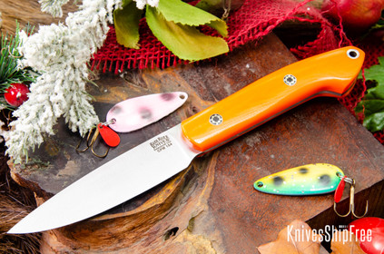 Bark River Knives: Bird & Trout - CPM 154 - Blaze Orange G-10 - Mosaic Pins