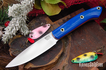 Bark River Knives: Bird & Trout - CPM 154 - Blue Glow G-10 - Orange Liners - Hollow Brass Pins