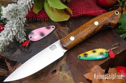 Bark River Knives: Bird & Trout - CPM 154 - Desert Ironwood - Orange Liners - Brass Pins #1