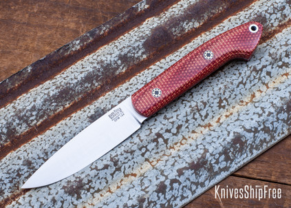 Bark River Knives: Bird & Trout - CPM 154 - Firedog Canvas Micarta - Red Liners - Mosaic Pins