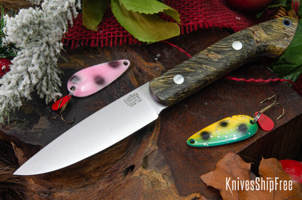 Bark River Knives: Bird & Trout - CPM 154 - Green & Gold Maple Burl