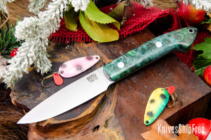 Bark River Knives: Bird & Trout - CPM 154 - Forest Green Maple Burl