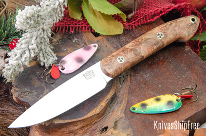 Bark River Knives: Bird & Trout - CPM 154 - Russet Maple Burl - Mosaic Pins