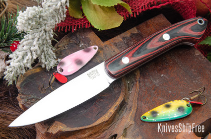 Bark River Knives: Bird & Trout - CPM 154 - Red & Black Linen Micarta - White Liners