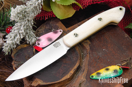Bark River Knives: Bird & Trout - CPM 154 - Smooth Bone - Yellow Liners - Mosaic Pins