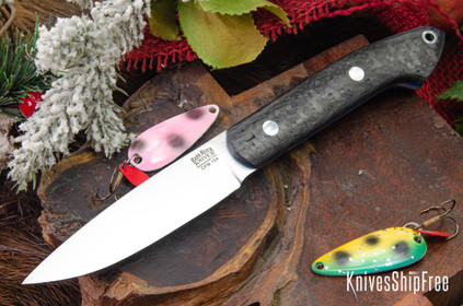 Bark River Knives: Bird & Trout - CPM 154 - Black Carbon Fiber - Blue Liners