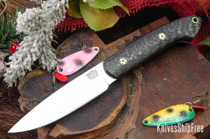 Bark River Knives: Bird & Trout - CPM 154 - Black Carbon Fiber - Mosaic Pins