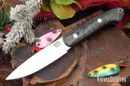 Bark River Knives: Bird & Trout - CPM 154 - Black Carbon Fiber - Red Liners