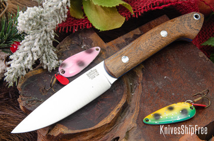 Bark River Knives: Bird & Trout - CPM 154 - Mesquite Burl - Blue Liners