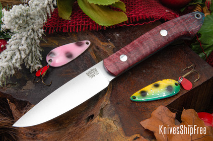Bark River Knives: Bird & Trout - CPM 154 - Red & Blue Tigertail Maple Burl #1